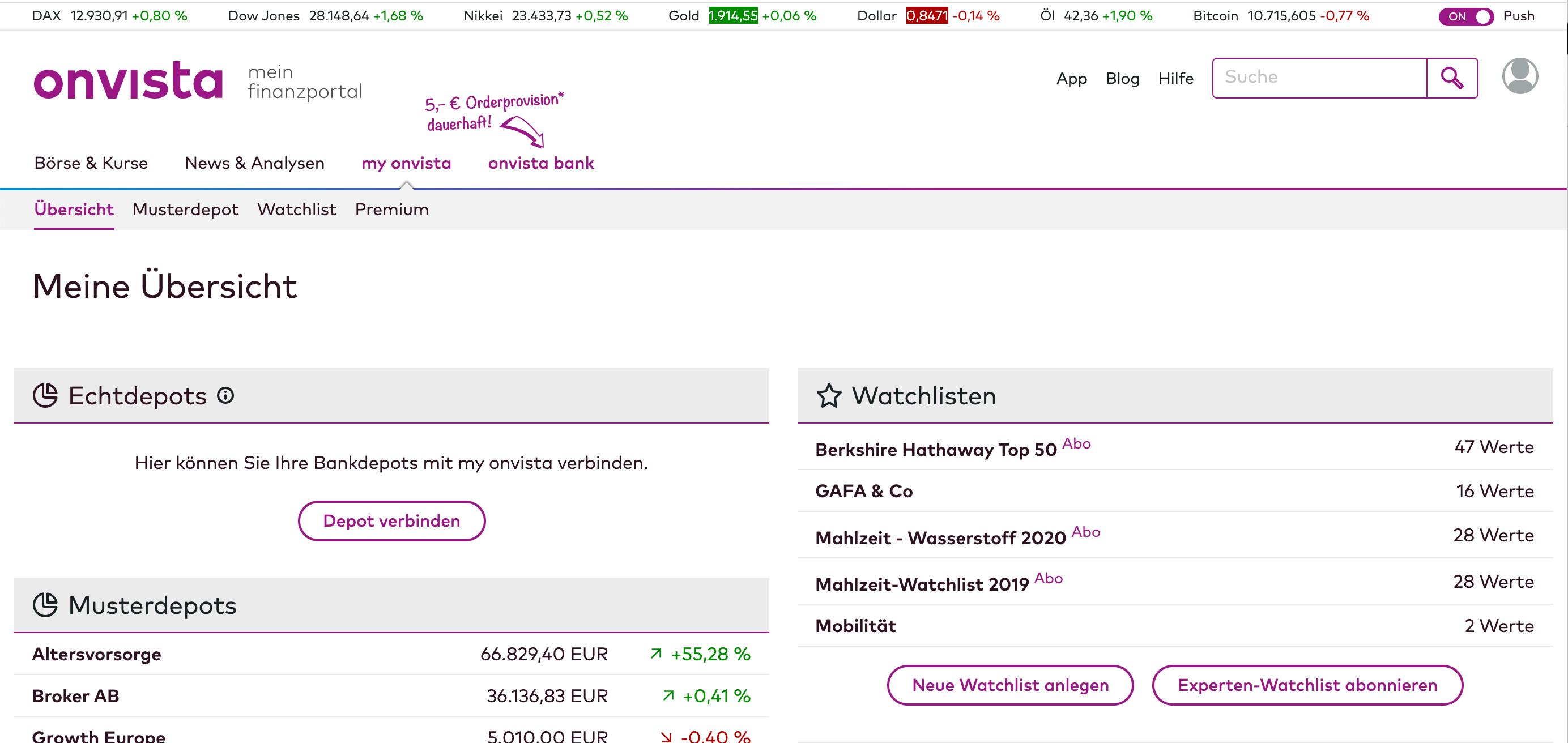 Jetzt neu: Echte Wertpapierdepots in Ihren my onvista Account einbinden